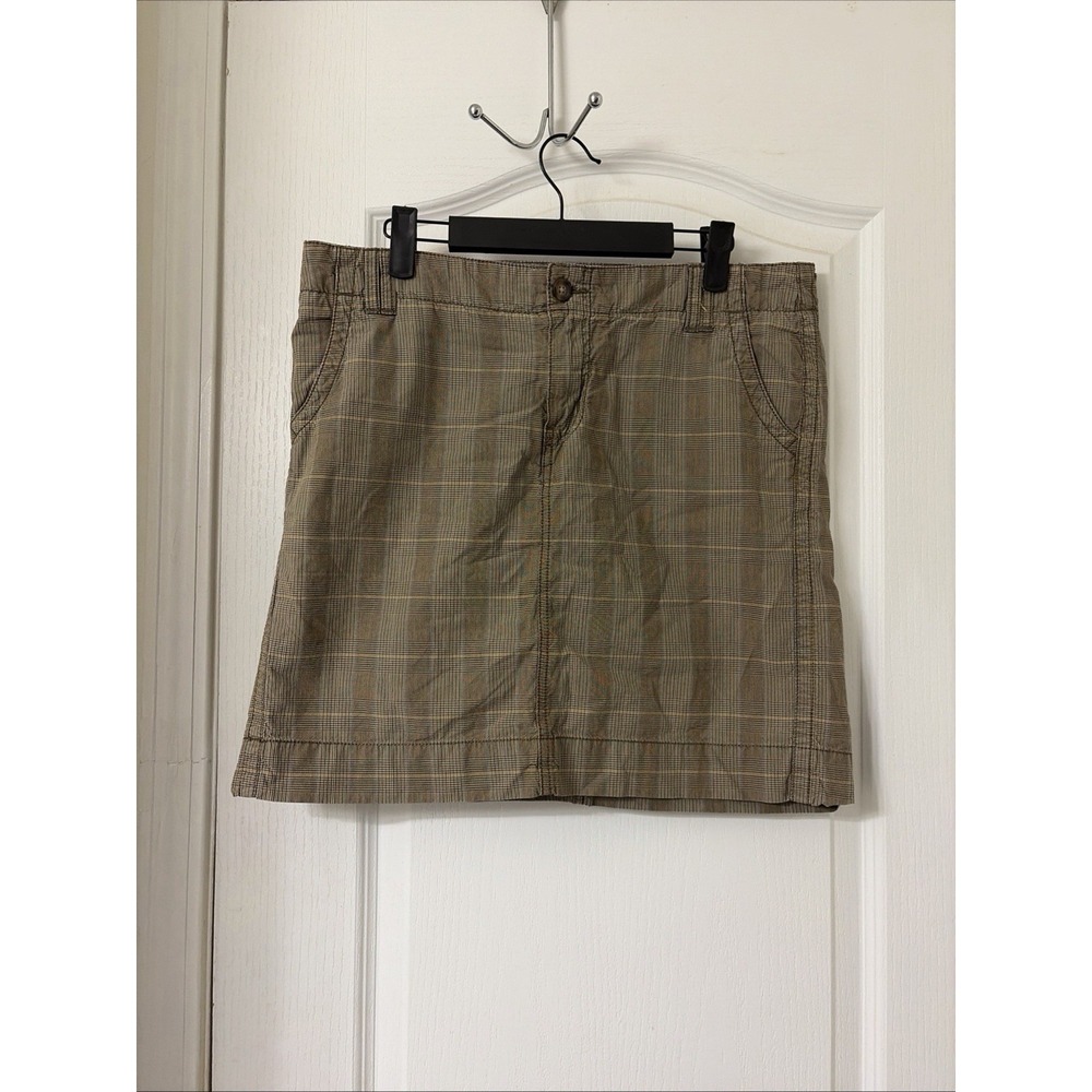 Y2K GAP Plaid Mini Skirt Wms 10 Brown Plaid Button Front Academia Preppy Cotton